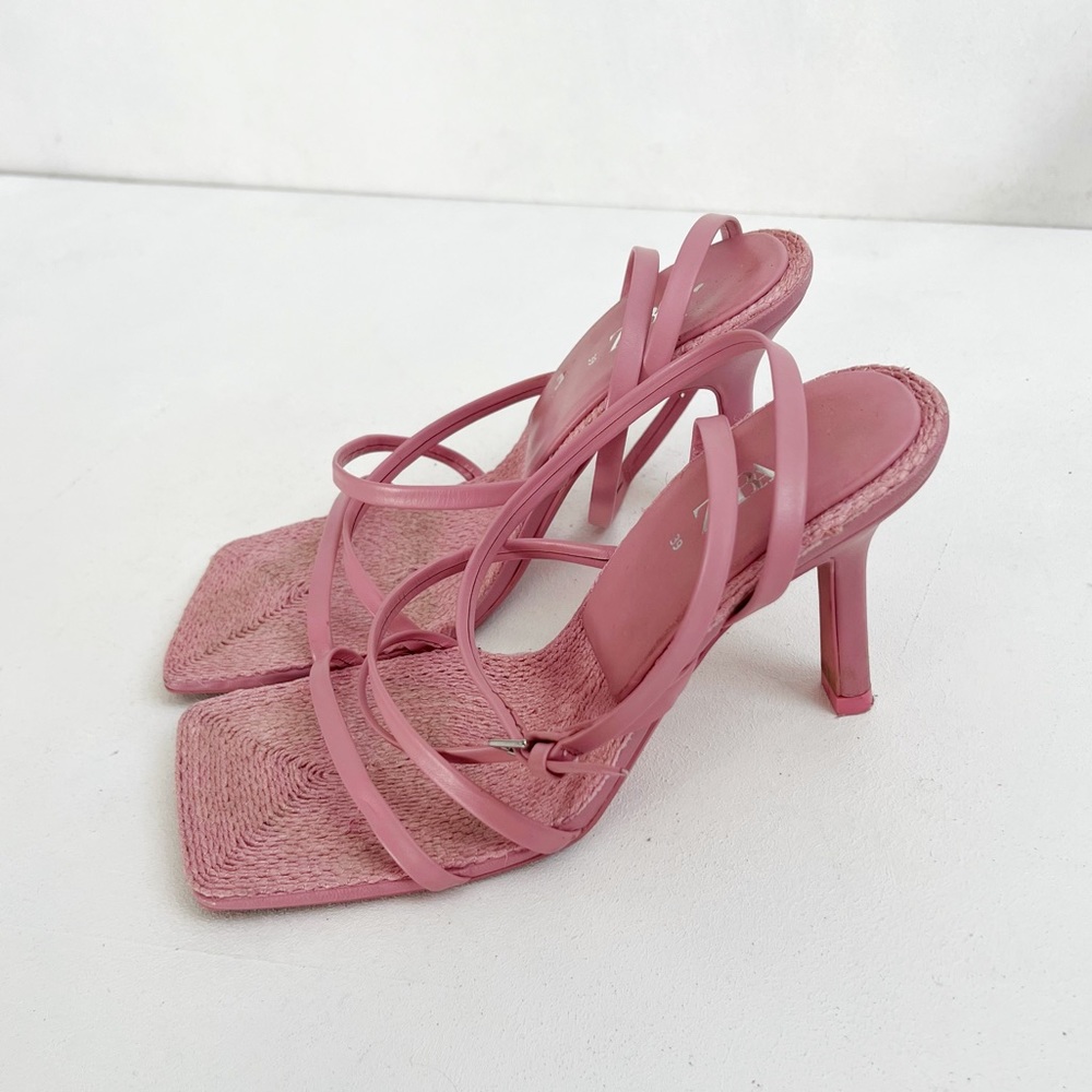 Zara | Pink Square Toe Heels - Picture 2 of 5
